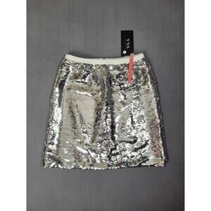 YYA Womens Sequin Y2K Silver Midi Skirt Size Small